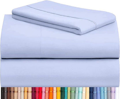 LuxClub 3 PC Twin Sheet Set, Deep Pockets Wrinkle Free Cooling Bed Sheets Hotel Bedding for Women, Men, Kids & Teens, Includes 1 Fitted Sheet, 1 Flat Sheet and 1 Pillowcase-Silky Soft Sky Blue