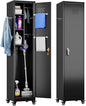 15.75 in Wide Garage Storage Cabinet, Metal Storage Cabinet with Wheels and 2 Adjustable Shelves for Home Offices, Gyms and Pantries, Black