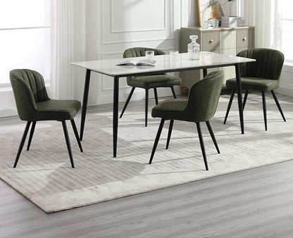EALSON Modern Dining Chairs Set of 4 Leather Upholstered Accent Dining Room Chairs with Metal Legs Comfortable Armless Kitchen Chairs for Living Room/Dining Room,Green