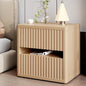 Dripex Fluted Nightstand with 2 Drawers, Large Wide Wood Night Stand Bedside Table for Bedroom, Mid-Century Modern Storage Bed Side Table, End Table for Living Room Sofa Couch, Natural Oak