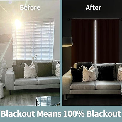 BGment Burnt Orange 100% Blackout Curtains for Bedroom, Fall Full Room Darkening Noise Reducing Living Room Curtains 72 Inch Length, Thermal Insulated Rod Pocket Window Drapes 2 Panels, 42 Inch Wide