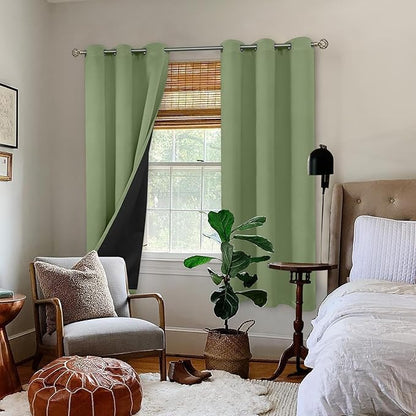 BGment Grass Green Blackout Curtains for Bedroom Spring Curtains for Living Room 63 Inch Length 2 Panels Set, Thermal Insulated Full Room Darkening Soundproof Grommet Drapes (42 x 63 Inch, 2 Panels)
