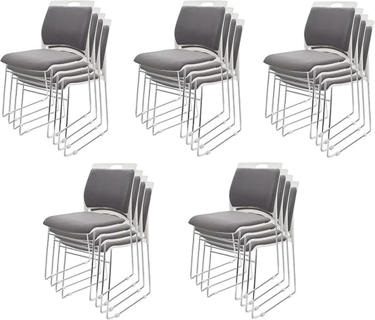 20 Stacking Chairs Stackable for Waiting Room, Office Home Guest Chair, Reception Chair, Waiting Room,Multi-Purpose Room,Break Room,Training, Cafeteria with1102LB Capacity - Gray