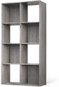 CAPHAUS Sturdy Room 11-Inch Cube Storage Organizer Shelf, with Thick Exterior Edge, Storage Shelf Divider w/Back, Bookcase, 8-Cube, Greige Oak