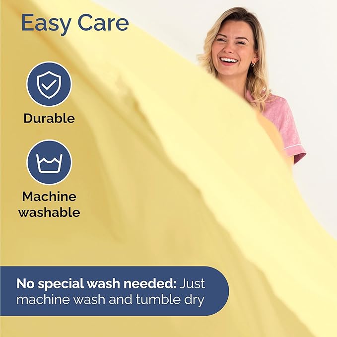 Twin 4 Piece Sheet Set - Cooling, Comfy & Breathable - Hotel Luxury Bedding, Includes Fitted Sheet for Women, Men, Kids and Teens - 1 Flat, 1 Fitted Sheet, 2 Pillowcases with Deep Pockets - Yellow