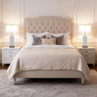 2-Pack 25.6" Alabaster Lamps, Marble Lamp Nightstand Lamps Set of 2, 3-Color Temperatures Bedside Lamps with Nightlight, Modern Table Lamp with USB Ports for Living Room Bedroom Hotel, Bulbs Included