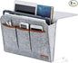 Bedside Caddy, 6 Pockets Large Size Bedside Storage Organizer Bedside Organizer Caddy for Magazine Remotes Phone (13.4'' x 18.1'', Light Grey)