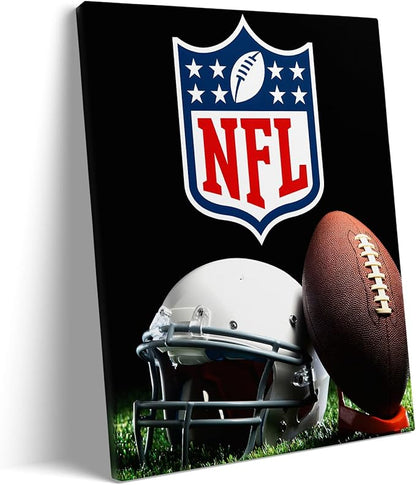 B.B.F MAKE American Football Canvas Wall Art Super Champions Bowl Poster Rugby Oil Painting Canvas Wall Decor Sports Picture Boys Gift Modern Bedroom Living Room Dorm Home Decoration, Framed 24x30inch