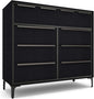 Naima Premium Fabric Dresser - Strong Metal Frame, 10 Spacious Sag-Proof Drawers with Sleek Metal Handles - Premium & Durable Storage Solution for Your Home (Black)