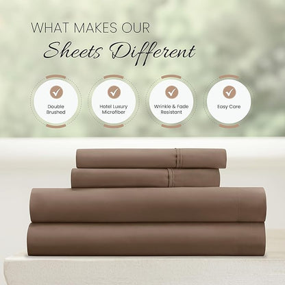Linen Market Bed Sheets for California King Size Bed (Taupe) - Sleep Better Than Ever with These Soft and Cooling California King Sheets - Deep Pocket Fits 16" Thick Beds - 4 Piece Cal King Sheet Set