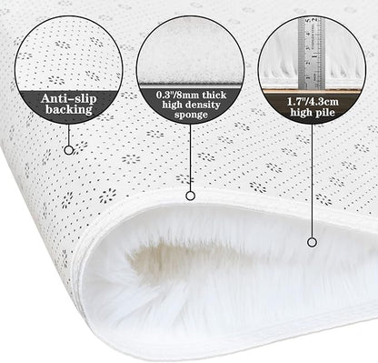 duduta White Soft Fluffy Rug 4x6 ft, Shag Fuzzy Plush Rectangle Carpet for Bedroom Nursery Living Room Home Decor