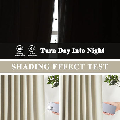 Vision Home Sand Linen Full Blackout Curtains 120 inch for Bedroom Living Room Darkening Soundproof Window Panels Thermal Insulated Rod Pocket Back Tab Neutral Drapes 10FT 56" Wx120 Lx2