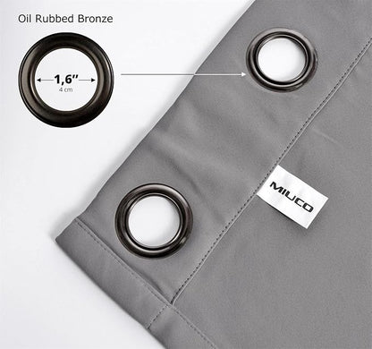 MIUCO 1 Pair Thermal Insulated Grommet 52-Inch-by-63-Inch Blackout Window Curtain Panels with 2 Tie Backs, Grey