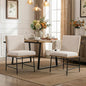 Modern Dining Chairs Set of 2, Comfy Linen Fabric Armless Upholstered Side Chairs with Backrest Wooden Black Metal Legs for Dining Room Living Room, White