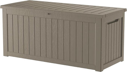 Outdoor Storage Box Waterproof, 200 Gallon Lockable Resin Large Deck Box, Patio Storage Bin for Pool Accessories Cushion Furniture, Garden Tools, UV-Resistant Outside Delivery, Grey