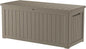 Outdoor Storage Box Waterproof, 200 Gallon Lockable Resin Large Deck Box, Patio Storage Bin for Pool Accessories Cushion Furniture, Garden Tools, UV-Resistant Outside Delivery, Grey