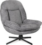 1 Pack 360°Free Swivel Accent Chair for Living Room, Slightly 20°Rocking, 24" High Backrest Upholstered Armchair, Ergonomic Design, Chenille Breathable Soft Fabric Modern Single Sofa, Gray