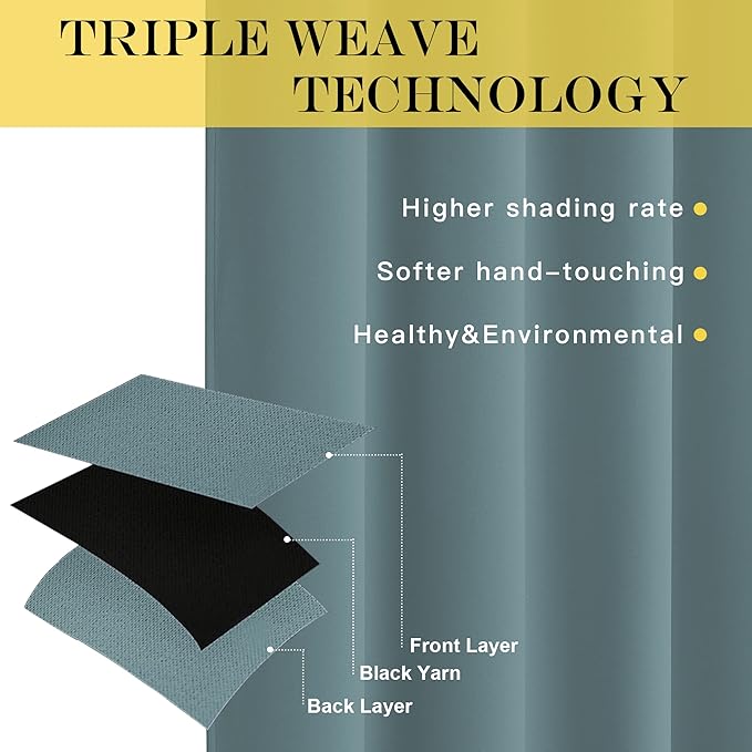 NICETOWN Blackout Patio Curtains 100 x 144 Inches Long for Sliding Door Extral Wide Blackout Curtain Panels Thermal Insulated Room Divider - Grommet Top, 100" W x 144" L, 1 Panel, Greyish Blue