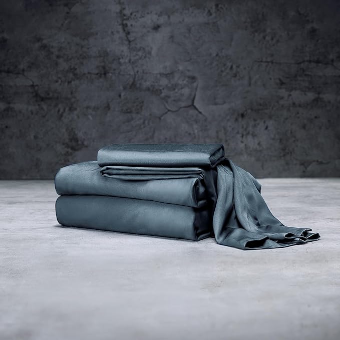 LUXOME Luxury Sheet Set | 100% Rayon (Viscose) from Bamboo | Twin XL - Ocean | Deep Pockets | 3-Piece Set (Fitted, Flat, Pillowcase)