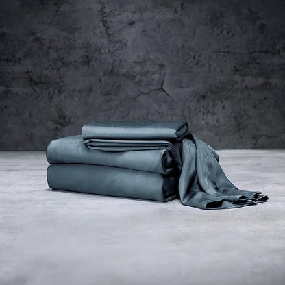 LUXOME Luxury Sheet Set | 100% Rayon (Viscose) from Bamboo | Split King - Ocean | Deep Pockets | 5-Piece Set (2 Fitted, Flat, 2 Pillowcases)