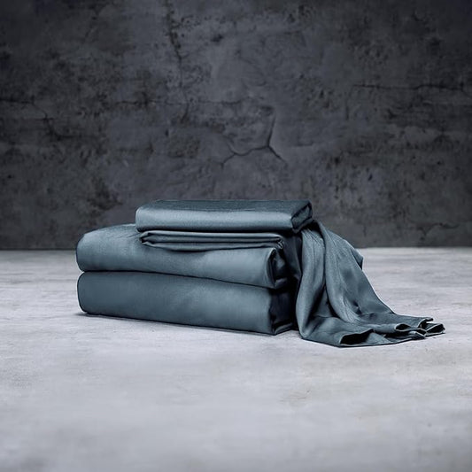 LUXOME Luxury Sheet Set | 100% Rayon (Viscose) from Bamboo | Split King - Ocean | Deep Pockets | 5-Piece Set (2 Fitted, Flat, 2 Pillowcases)