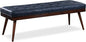 POLY & BARK 55" Tufted Leather Bed Bench for Bedroom End of Bed - Living Room Entry Way Bench - Pure Italian Leather Upholstery with a Solid Wood Frame - Ottoman Bench with Wooden Legs - Midnight Blue