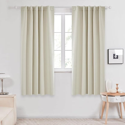 Deconovo Blackout Curtains, Thermal Insulated, W42 x L72 2 Panels, Back Tab, Machine Washable, Room-Darkening Drapes for Bedroom/Living Room Light Beige