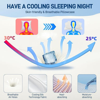 Cervical Neck Pillow for Neck Pain Relief – Orthopedic Contour Memory Foam Pillow for Side & Back Sleepers, Ergonomic Neck Support, Cooling Butterfly Pillow