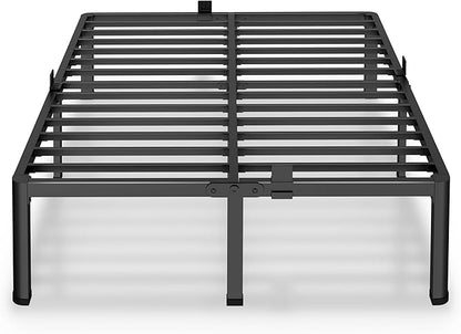 MAF 16 Inch California King Bed Frame with Round Corner Legs Mattress Slide Stopper No Box Spring Needed Heavy Duty Metal Platform Bed Frames, 3000 LBS Steel Slats Support