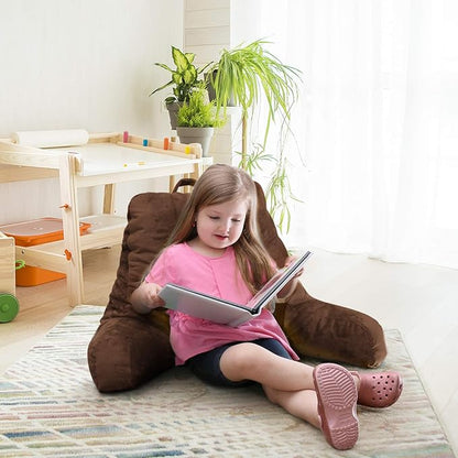 Nestl Reading Pillow for Kids & Teens with Shredded Memory Foam, Backrest Pillows for Reading, Watching, and Gaming, Use on the Couch, Bed, or Floor Adjustable Support, Washable Cover, Chocolate Brown