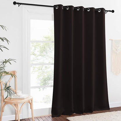 NICETOWN Patio Blackout Curtain Panels - Extra Wide Sliding Door Thermal Insulated Drape, Privacy Room Divider Curtain for Bedroom Office (Toffee Brown, 66 x 118 Inch Long)