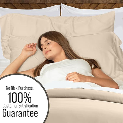 Bella Coterie Luxury Bamboo Viscose California King Size Duvet Cover Set | 100% Organically Grown | Corner Ties | Ultra Soft | Cooling | Two Pillow Shams | 106 x 94 | No Insert [Dune]