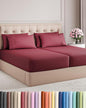 Split King 7 Piece Sheet Set - Cooling & Breathable - Hotel Luxury Bedding, Includes Fitted Sheets for Women, Men, Kids & Teens - 1 Flat, 2 Fitted Sheets, 4 Pillowcases with Deep Pockets - Burgundy