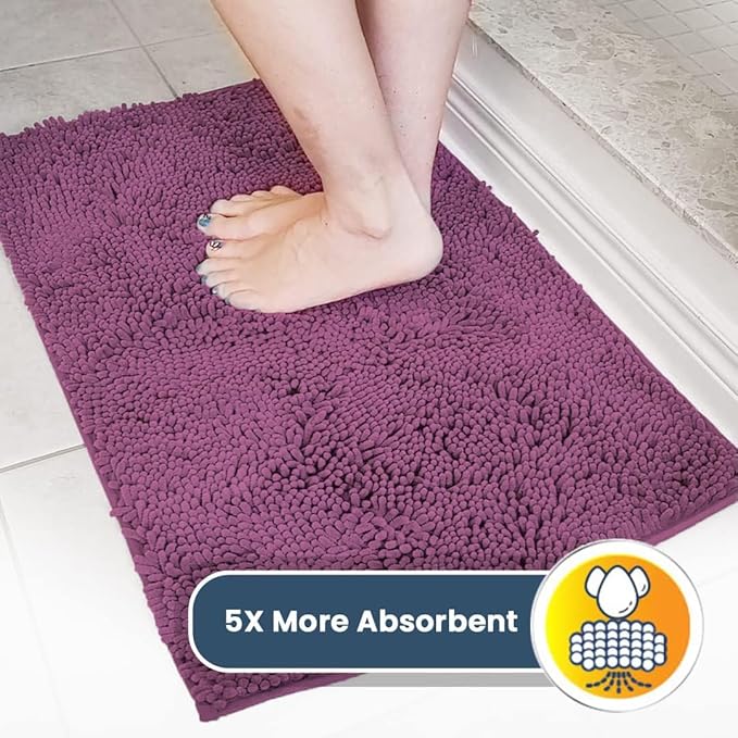 Muddy Mat® | Super Absorbent Door Mat Indoor, Microfiber Quick Dry Chenille Entryway Rug, Non-Slip Front Door Mat, Indoor Mats for Entryway, Machine Washable Pet Rug, Dark Purple 24"x36"