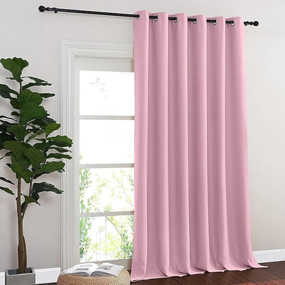 NICETOWN Blackout Curtains & Drapes - Privacy Thermal Efficiency Backdrop Curtains for Bedroom Room Divider Living Room Patio Sliding Glass Door, Wide 80 x Long 144 inch, Rouge Pink, 1 Panel