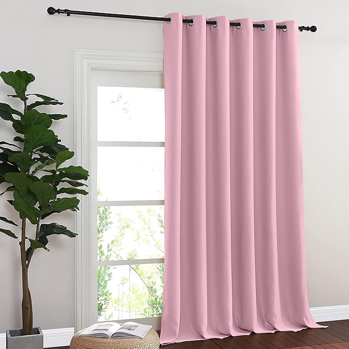 NICETOWN Blackout Room Divider Curtains for Sliding Glass Doors 102 Inches Long 1 Panel, Extra Wide Curtains for Doorway Patio Bedroom Living Room (Rouge Pink, 80Wx102L, 1 Panel)
