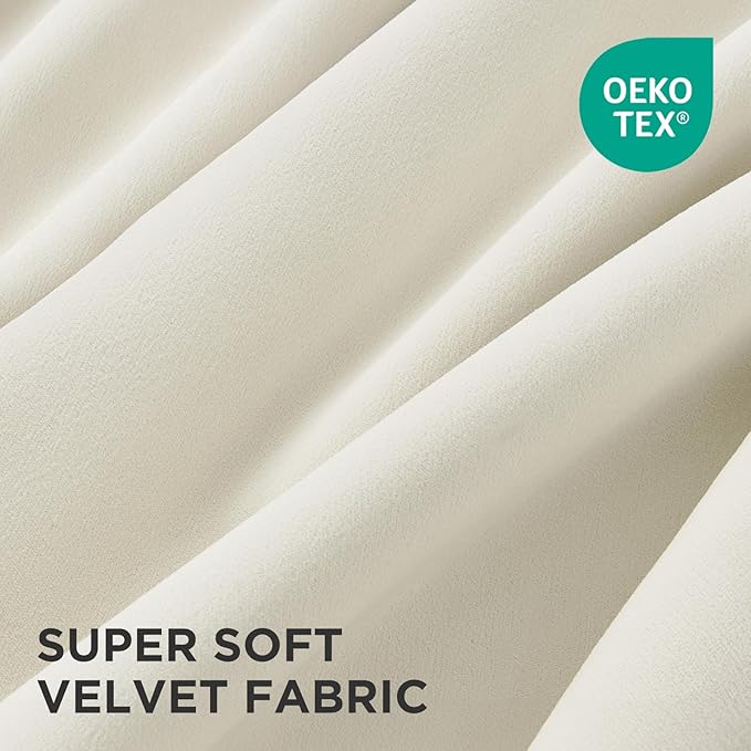 Joydeco White Velvet Curtains 96 Inches 2 Panels, Luxury Thermal Insulated Soft White Curtains for Bedroom & Living Room, Room Darkening Velvet Drapes, Rod Pocket (52W x 96L)