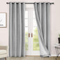 Macochico 100% Blackout Chenille Curtains 96 Inches Long for Hotel Nursery Noise Reducing Thermal Curtains for Bedroom Living Room Grommet Apricot Grey Curtains with Tieback 52"Wx96"L Classic 1 Panel