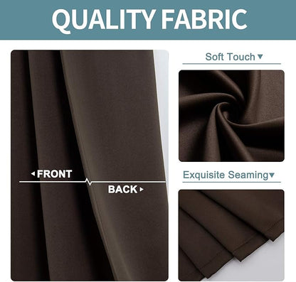 ChrisDowa Small Window Curtains 40 inches Long for Bedroom - Grommet Short Thermal Insulated Room Darkening Curtains for Kitchen (2 Panels, Brown, 29 x 40 Inch)