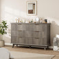 QUW Modern Fluted Dresser for Bedroom with 6 Drawers,47.2" Wood Closet Organizers and Storage,Wide 6 Drawer Dresser with Metal Handle,Hallway,Living Room(Grey)