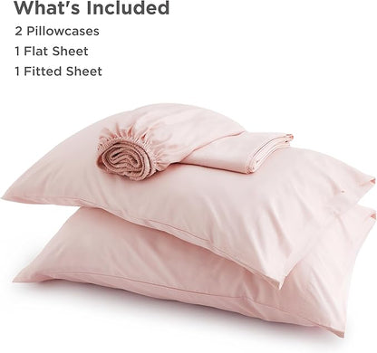 Bedsure California King Sheet Sets, Cooling Sheets for Hot Sleepers, Rayon Derived from Bamboo, Breathable & Soft, Deep Pocket Up to 16 Inches, Hotel Luxury Silky Bedding, Pink