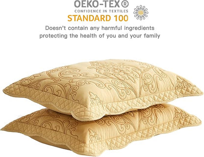 CHIXIN Microfiber King Pillow Shams Set of 2 - Decorative Quilted Pillow Covers - Grey - Size (20" x 36")
