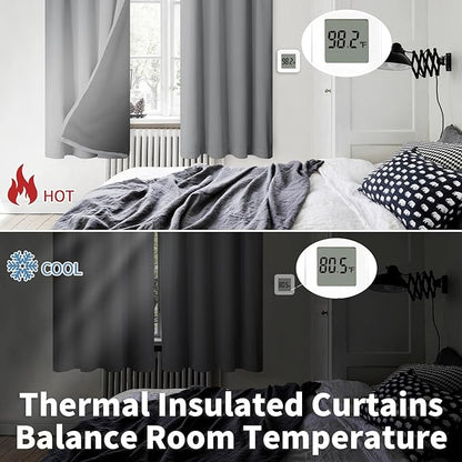 BGment 100% Blackout Curtains for Bedroom 72 Inch Length 2 Panels, Thermal Insulated Room Darkening Curtains Rod Pocket Soundproof Bedroom Living Room Window Curtains, Dove Grey, Each 52 Inch Wide