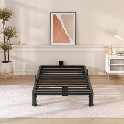 FUIOBYVV 6 Inch Twin XL Bed Frame with Round Corner Edge Legs 3500 lbs Metal Heavy Duty Steel Slats Support No Box Spring Needed Platform Noise Free Easy Assembly