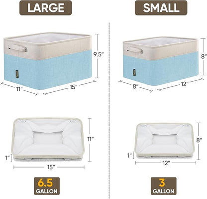 BALEINE 1 Pack Fabric Storage Bins for Shelves, Linen Storage Baskets for Organizing, Decorative Closet Bins for Clothes, Home (Skyblue, 12"x8"x8")