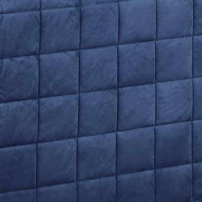 Camden Luxury Bedding | Warm Indigo Color | Fitted Hollywood Daybed Bedding | Faux Suede Box Quilted Design | 5 Piece Set Includes Hollywood Cover, 2 Bolster Shams, and 2 Bolster Pillows