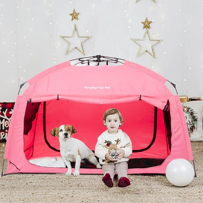 Indoor Instant Privacy Bed Tent for Sleeping,Quick Set-up Bed Canopies,Portable Bed Drapes with Large Space and 3 Doors (Pink, Full)