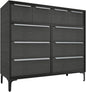 Naima Premium Fabric Dresser - Strong Metal Frame, 10 Spacious Sag-Proof Drawers with Sleek Metal Handles - Premium & Durable Storage Solution for Your Home (Charcoal)
