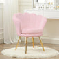 Fluffy Faux Fur Vanity Chair with Back, Mid-Century Modern Small Accent Chair for Living Room, Golden Metal Legs Upholstered Makeup Chair, 1Pcs Bedroom Armchair, Pink