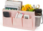 Ozzptuu Bedside Storage Caddy/Bedside Hanging Storage Bag for Headboards Bunk Beds Dorm Rooms Book Phone Magazine Holder (New Pink)